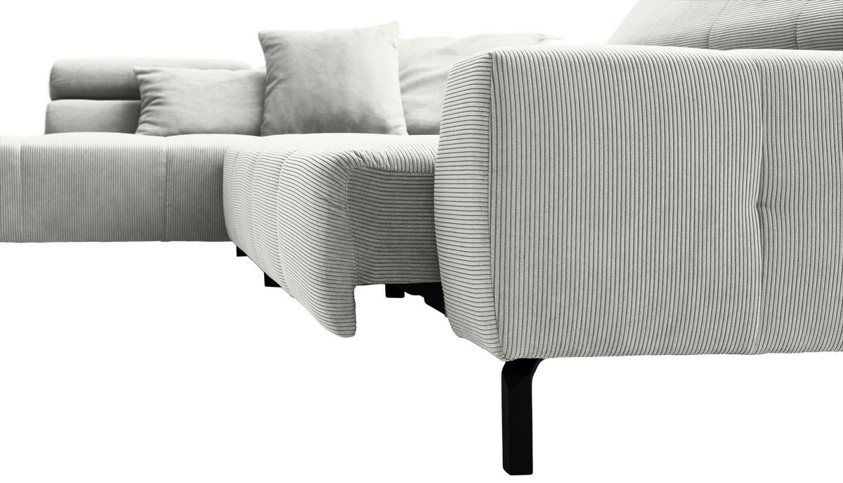 ECKSOFA in Cord Weiss  - Weiss/Schwarz, Konventionell, Textil/Metall (219/311cm) - Hom`in