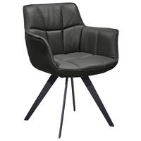 ARMLEHNSTUHL  in Echtleder pigmentiert  - Schwarz, Design, Leder/Metall (67/85/60cm) - Musterring