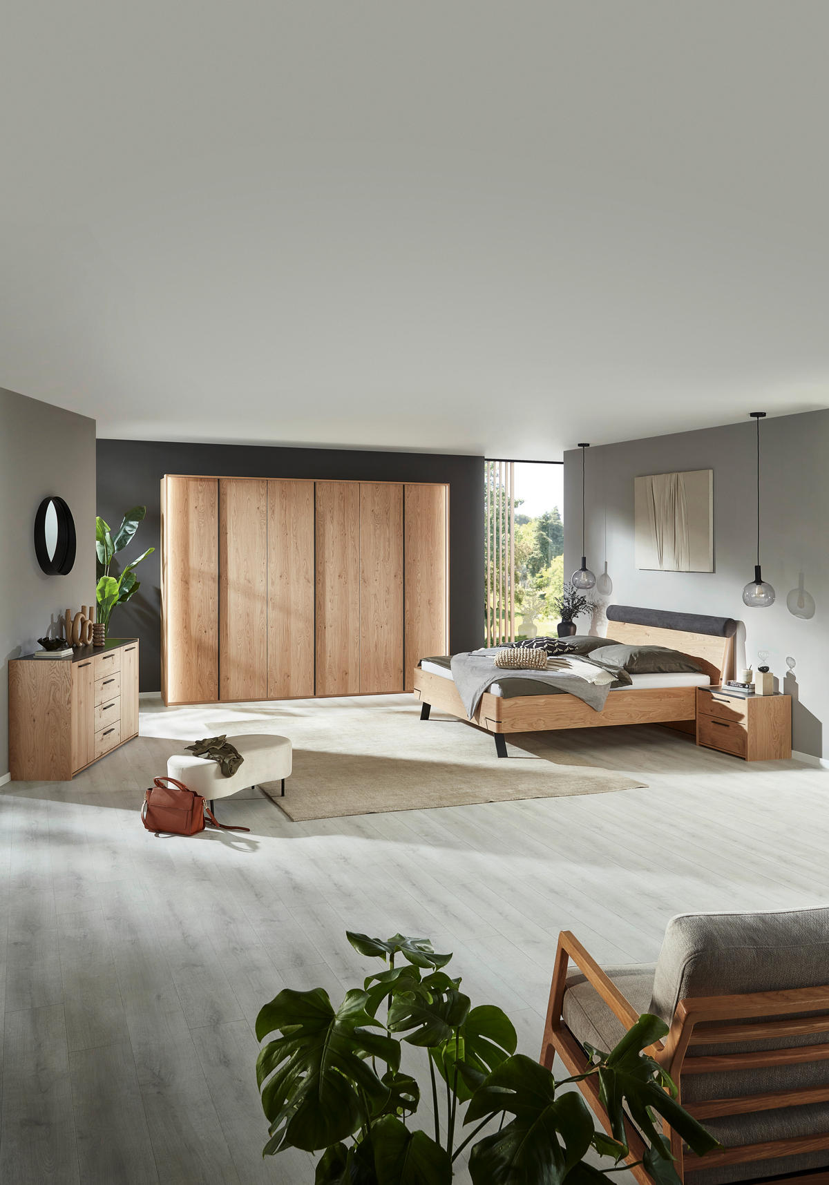 BETT 180/200 cm,  in Anthrazit, Eichefarben,  - Eichefarben/Anthrazit, KONVENTIONELL, Holz/Metall (180/200cm) - Dieter Knoll