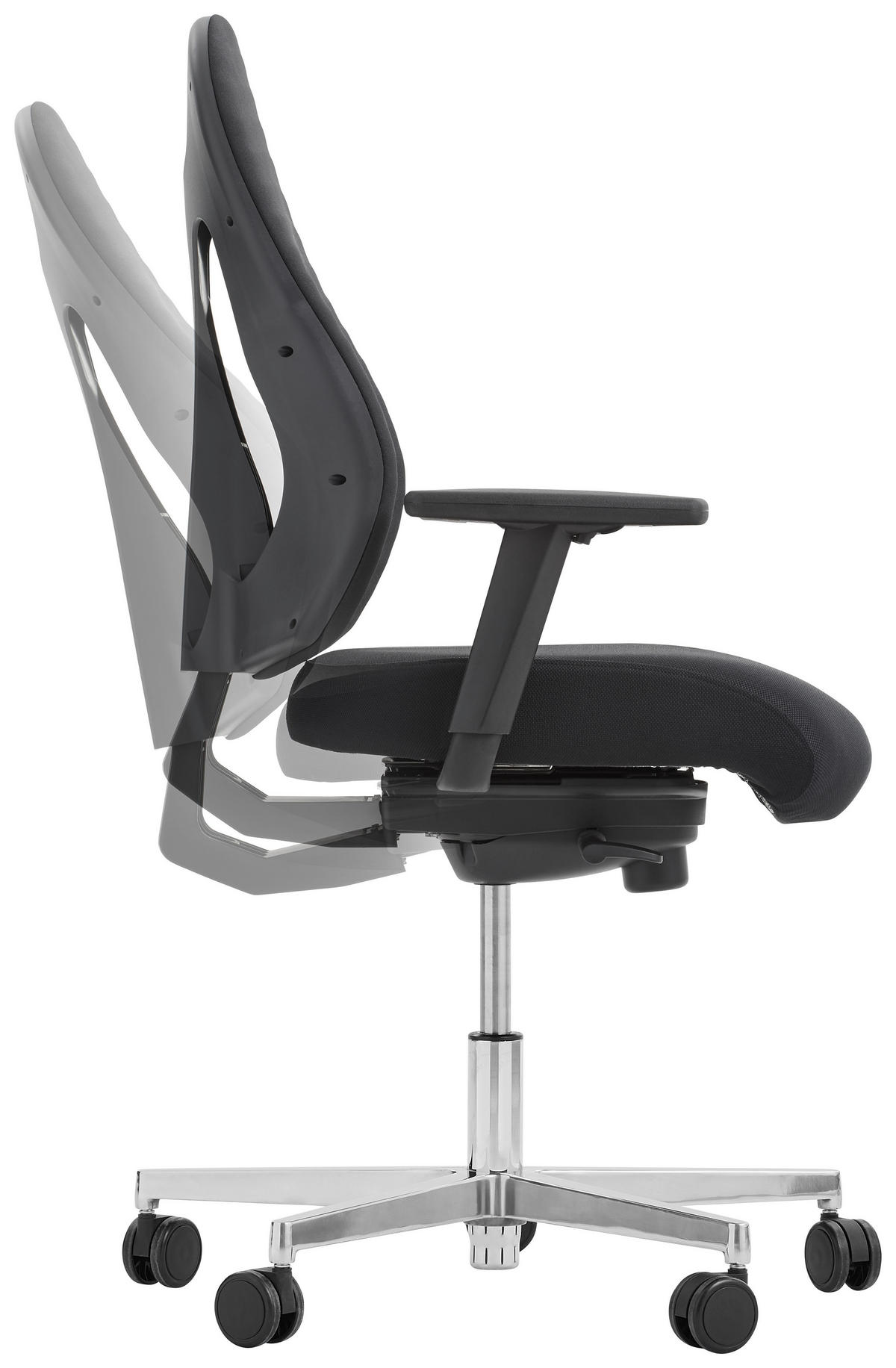 DREHSTUHL  in Webstoff Schwarz  - Schwarz/Alufarben, Design, Kunststoff/Textil (48/108-122/48cm) - Dieter Knoll