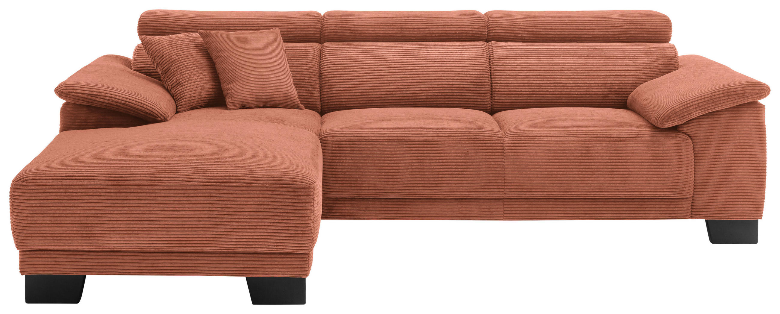 ECKSOFA in Cord Rostfarben  - Rostfarben/Schwarz, Design, Holz/Textil (174/270cm) - Pure Home Lifestyle