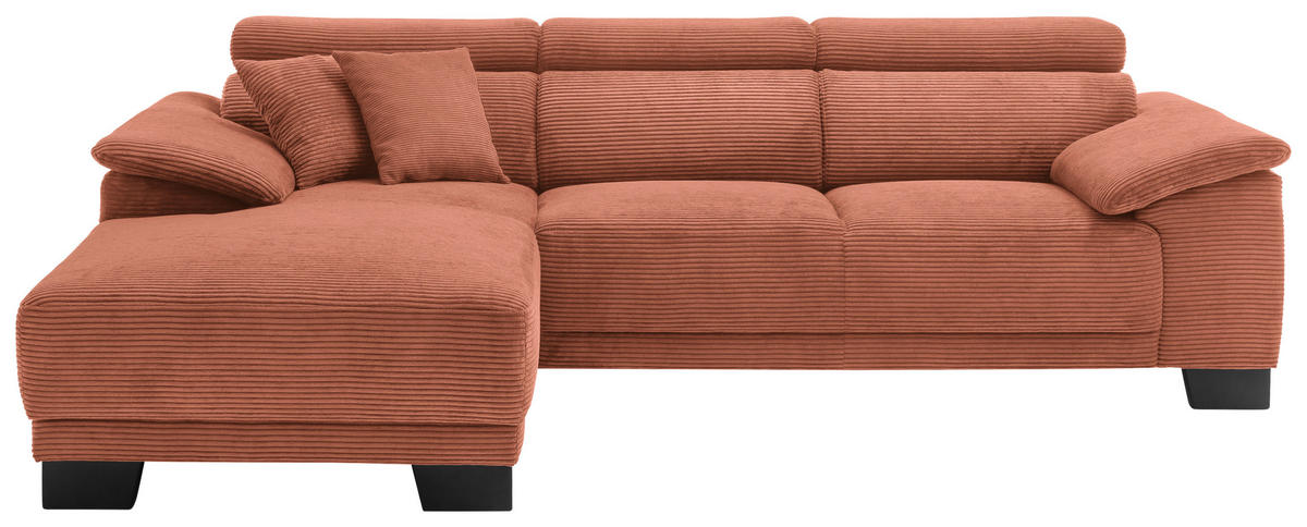 ECKSOFA in Cord Rostfarben  - Rostfarben/Schwarz, Design, Holz/Textil (174/270cm) - Pure Home Lifestyle