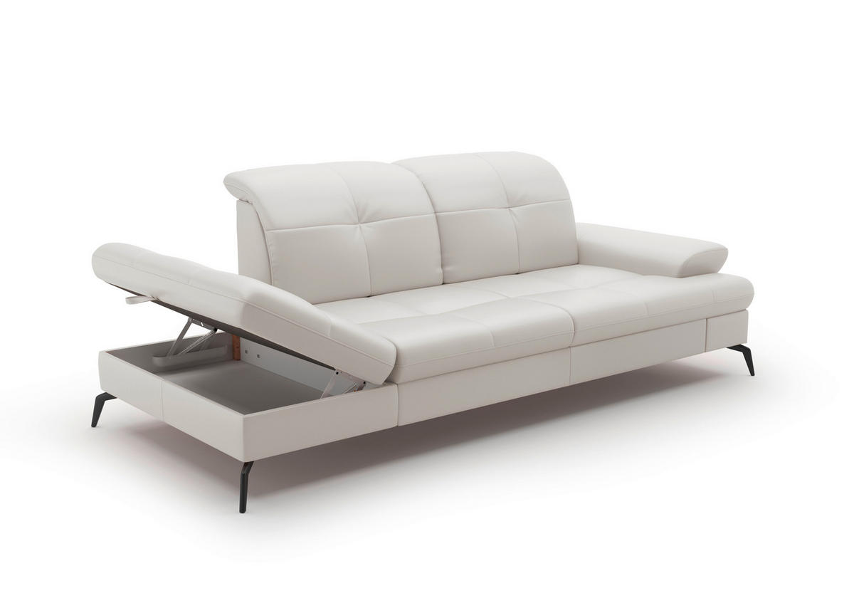 RÉCAMIERE in Vliesstoff Kombination Echtleder/Stoff Weiss  - Weiss/Schwarz, Konventionell, Leder/Textil (231/90/122cm) - Sit & More