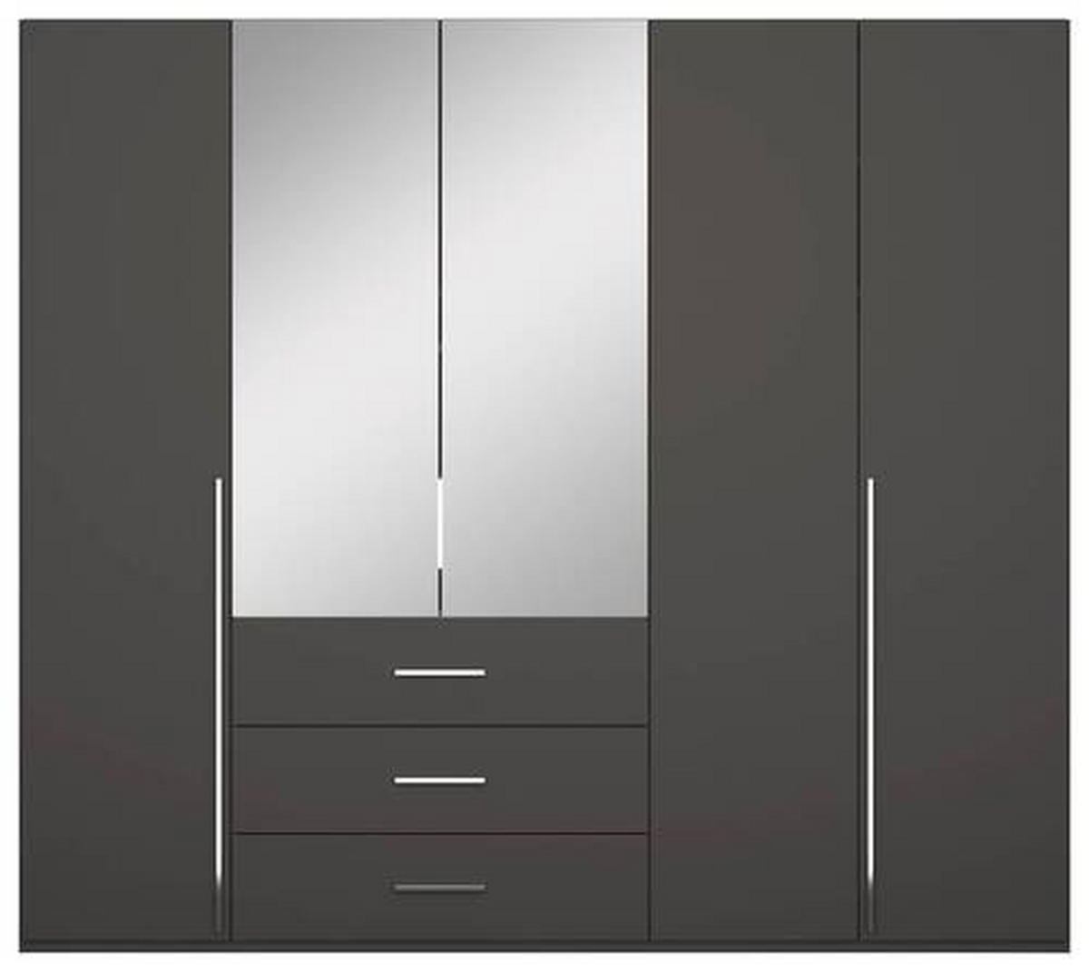 DREHTÜRENSCHRANK in Graphitfarben  - Chromfarben/Graphitfarben, Design, Glas/Holzwerkstoff (251/223/60cm) - home24