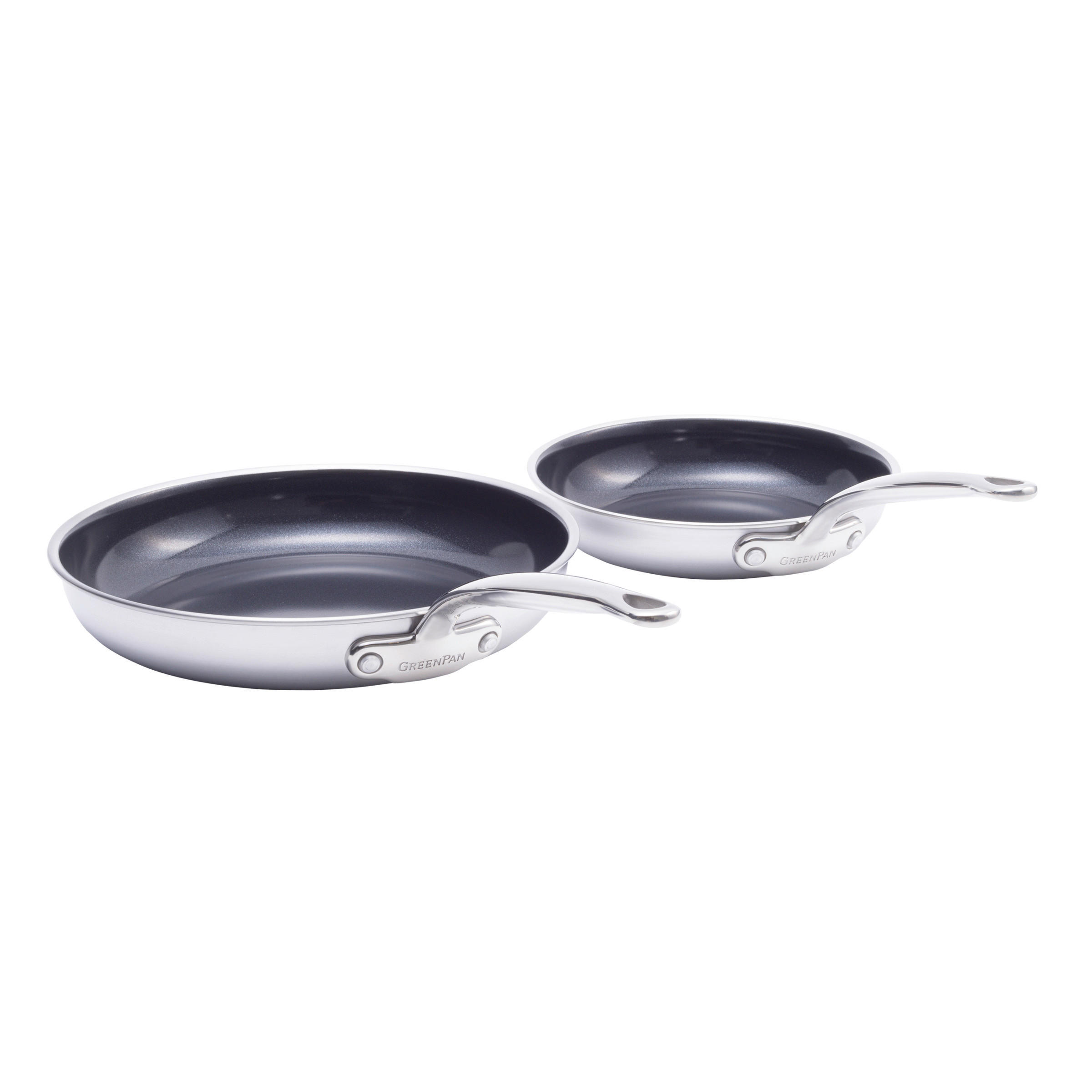 PFANNENSET Premiere Edelstahl 2-teilig  - Grau Hochglanz, Basics, Metall (20 & 28cm) - GreenPan