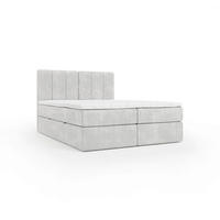 BOXBETT 160/200 cm,  in Hellgrau, gepolstertes Kopfteil, Bettkasten, Topper, Matratze, H3 = fest  - Hellgrau/Schwarz, Design, Holzwerkstoff/Kunststoff (160/200cm) - Esposa