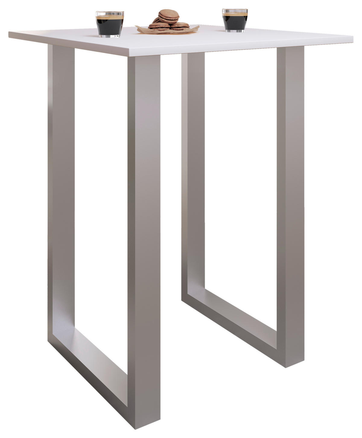 BARTISCH in Metall, Holzwerkstoff 80/102/50 cm   - Silberfarben/Weiß, KONVENTIONELL, Holzwerkstoff/Metall (80/102/50cm)