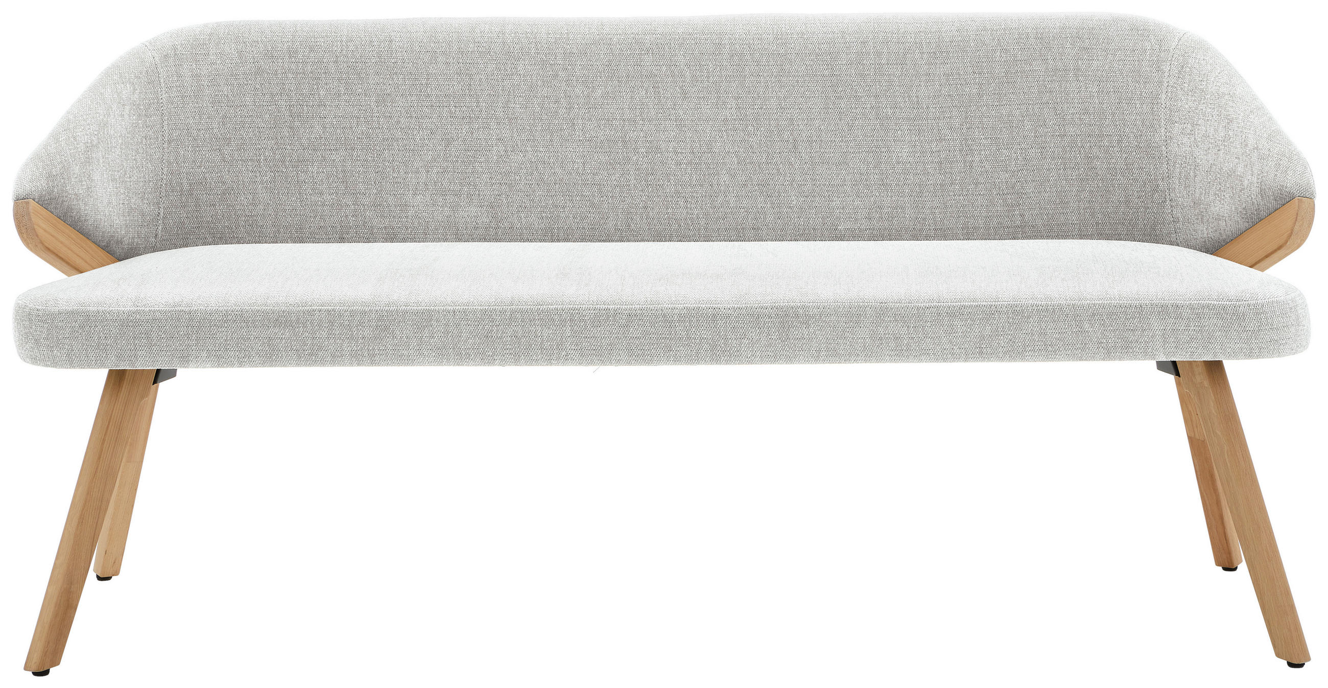 SITZBANK 191/83/59 cm Chenille Creme Eiche vollmassiv  - Eiche Bianco/Creme, KONVENTIONELL, Holz/Textil (191/83/59cm) - Linea Natura