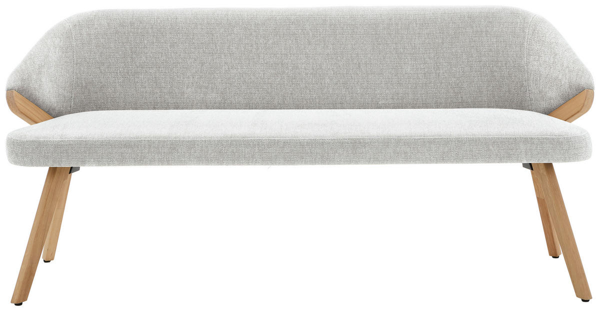 SITZBANK 191/83/59 cm Chenille Creme Eiche vollmassiv  - Eiche Bianco/Creme, KONVENTIONELL, Holz/Textil (191/83/59cm) - Linea Natura