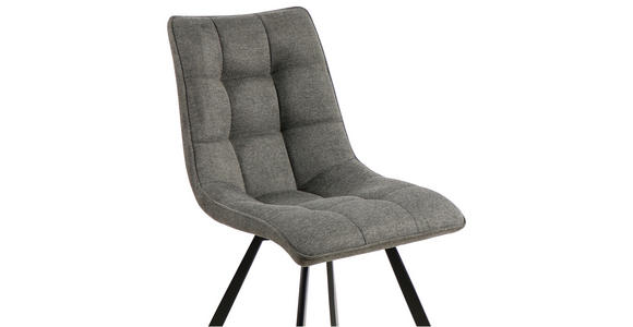 STUHL Leinenoptik Dunkelgrau, Schwarz - Dunkelgrau/Schwarz, Design, Textil/Metall (47/61/86cm) - Xora