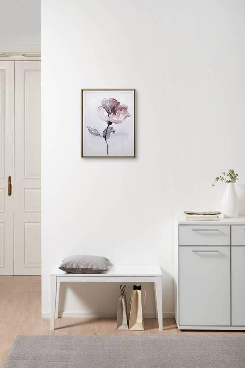 TIŠTĚNÉ OBRAZY NA PLÁTNĚ, květiny, 40/50 cm  - šedá/pink, Basics, kompozitní dřevo/textil (40/50cm) - Monee