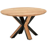 COUCHTISCH Akazie Hartholz rund Schwarz, Akaziefarben  - Schwarz/Akaziefarben, Natur, Holz/Metall (80/80/45cm) - Livetastic
