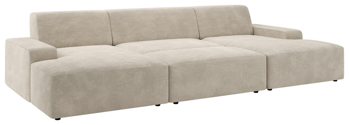 HOCKER Cord Creme  - Creme/Schwarz, MODERN, Kunststoff/Textil (112/44/66cm) - Trendmanufaktur