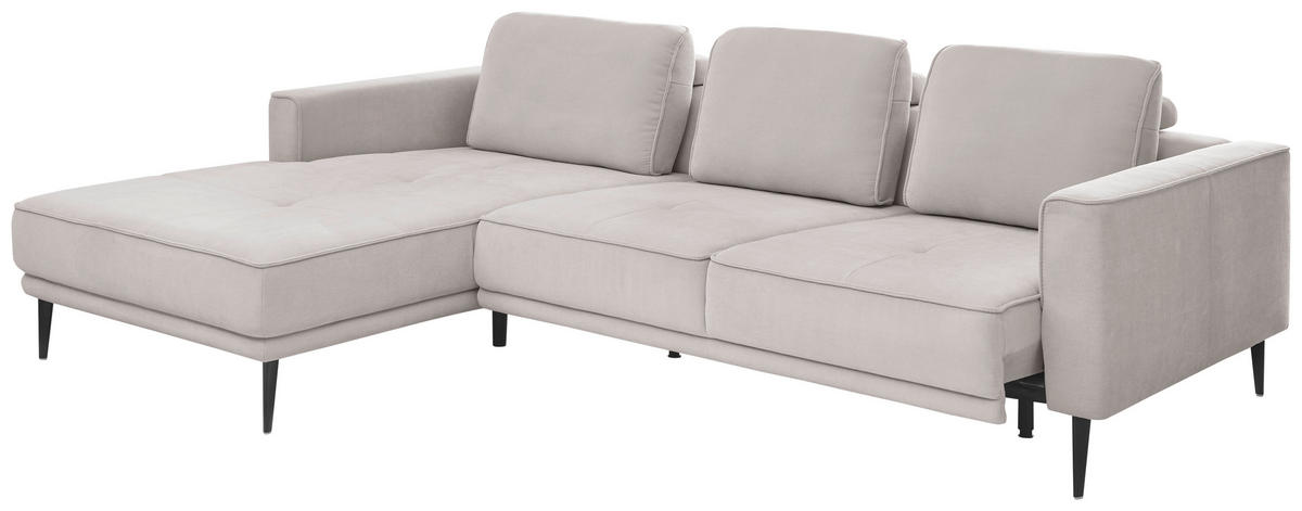ECKSOFA Hellgrau Flachgewebe  - Hellgrau/Schwarz, KONVENTIONELL, Textil/Metall (193/279cm) - SetOne by Musterring