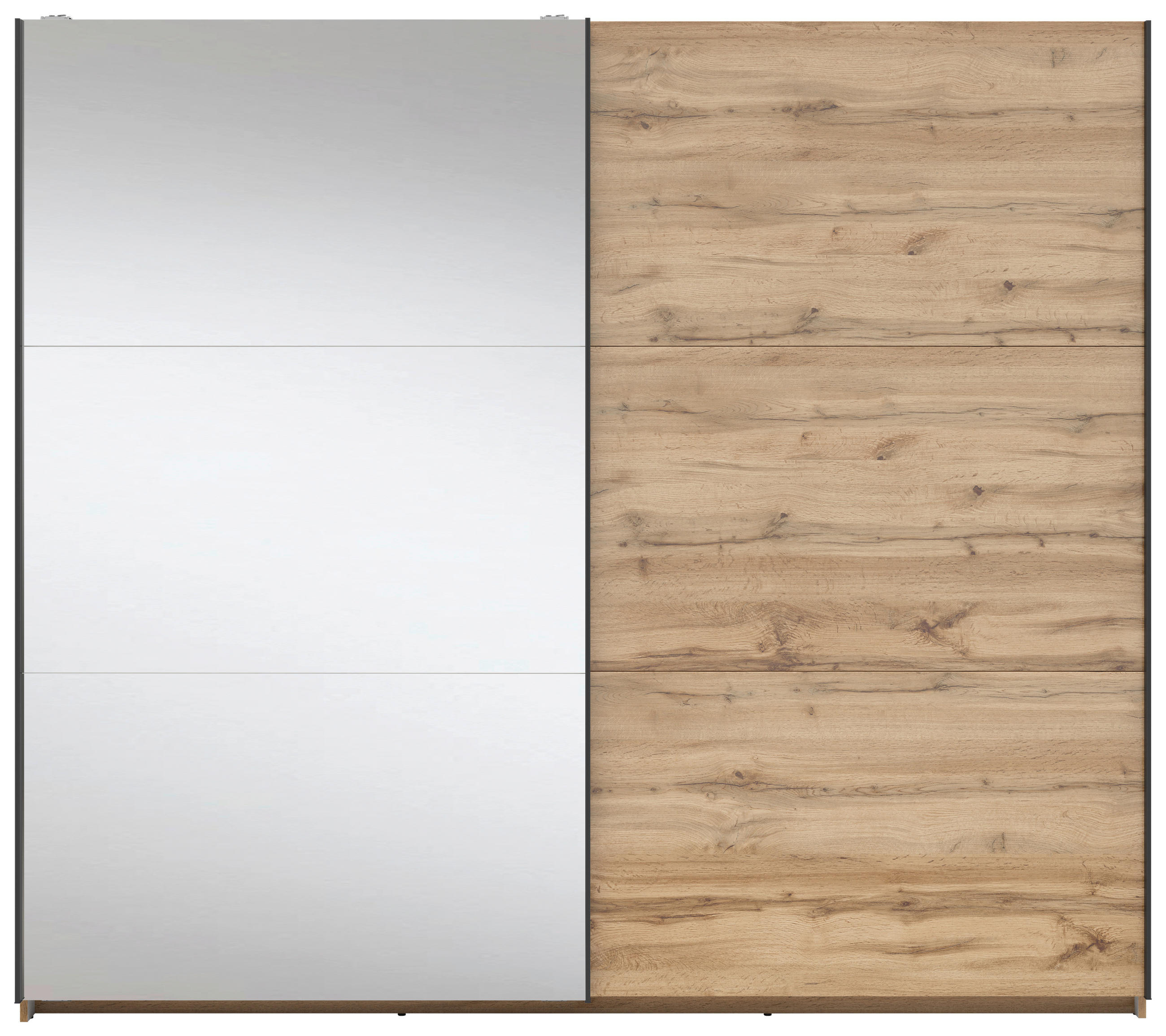 SCHWEBETÜRENSCHRANK 220/195,5/60 cm 2-türig Eiche Wotan, Klar  - Klar/Anthrazit, MODERN, Glas/Holzwerkstoff (220/195,5/60cm) - MID.YOU