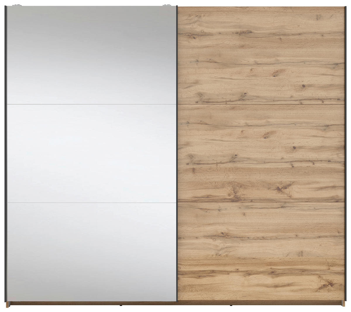 SCHWEBETÜRENSCHRANK 220/195,5/60 cm 2-türig Eiche Wotan, Klar  - Klar/Anthrazit, MODERN, Glas/Holzwerkstoff (220/195,5/60cm) - MID.YOU