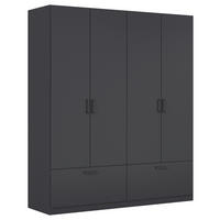 KLEIDERSCHRANK 181/210/54 cm 4-türig Grau  - Grau, Basics, Holzwerkstoff/Metall (181/210/54cm) - Rauch Möbel