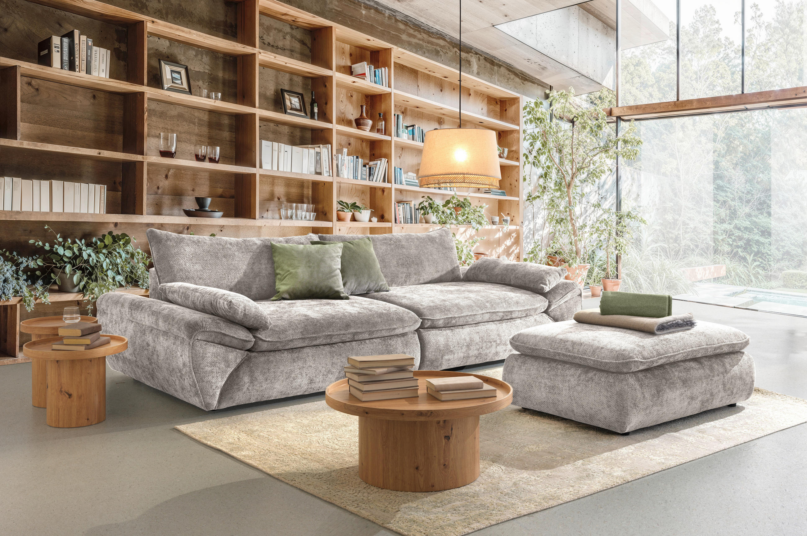 BIGSOFA Struktur Hellgrau  - Hellgrau/Schwarz, KONVENTIONELL, Kunststoff/Textil (302/80/120cm) - Hom`in