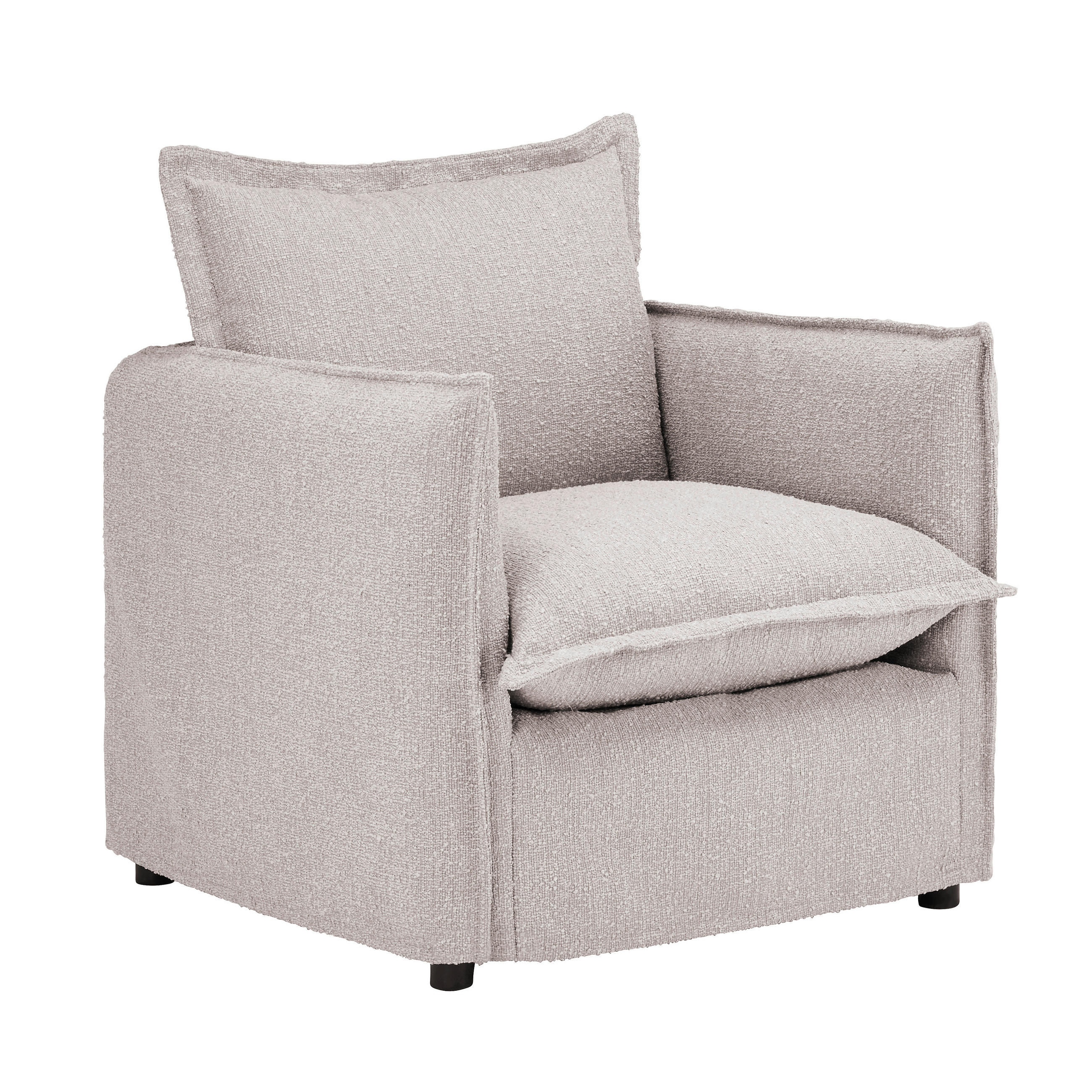 HUSSEN-SESSEL in Flachgewebe, Bouclé Beige  - Beige/Schwarz, Trend, Textil/Metall (120/82/98cm) - Livetastic