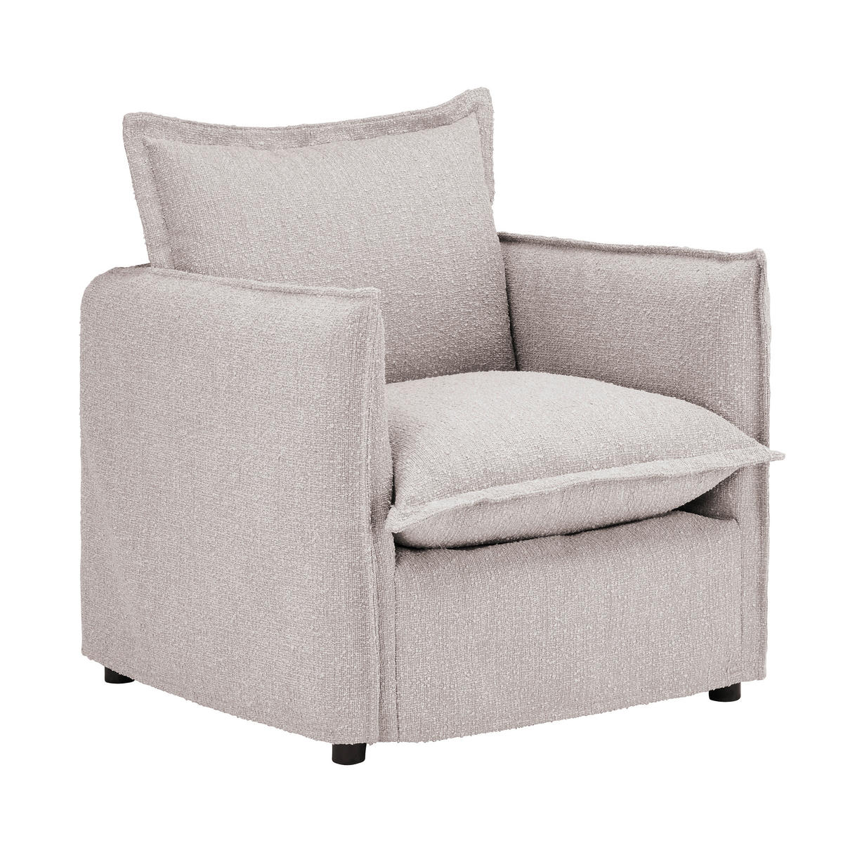 HUSSEN-SESSEL Flachgewebe, Bouclé Beige  - Beige/Schwarz, Trend, Textil/Metall (120/82/98cm) - Livetastic