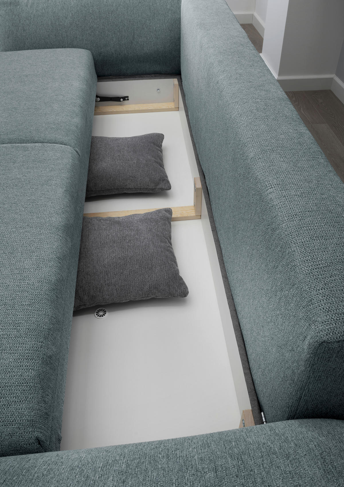 BIGSOFA in Chenille Mintgrün  - Chromfarben/Silberfarben, Modern, Kunststoff/Textil (242/71/90/131cm) - Livetastic