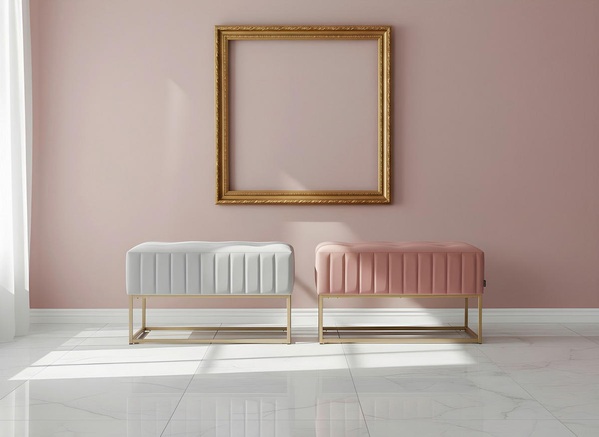 TABURE KLUPA 72/41/46 cm  siva, zlatna  - siva/zlatna, Lajfstajl, metal/tekstil (72/41/46cm) - Xora