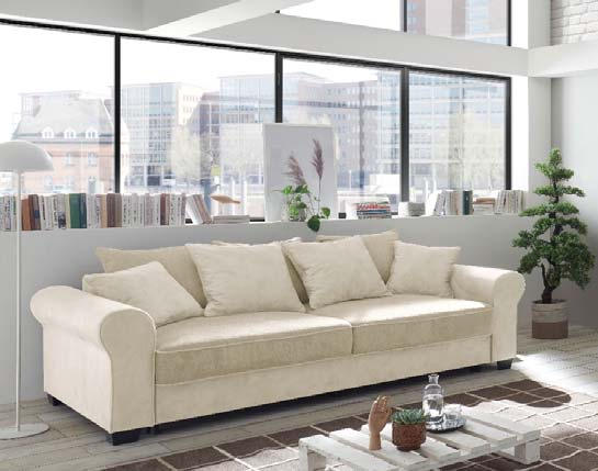 2-SITZER-SOFA Webstoff, Mikrovelours Creme  - Creme/Schwarz, Design, Kunststoff/Textil (215/95/115cm) - MID.YOU