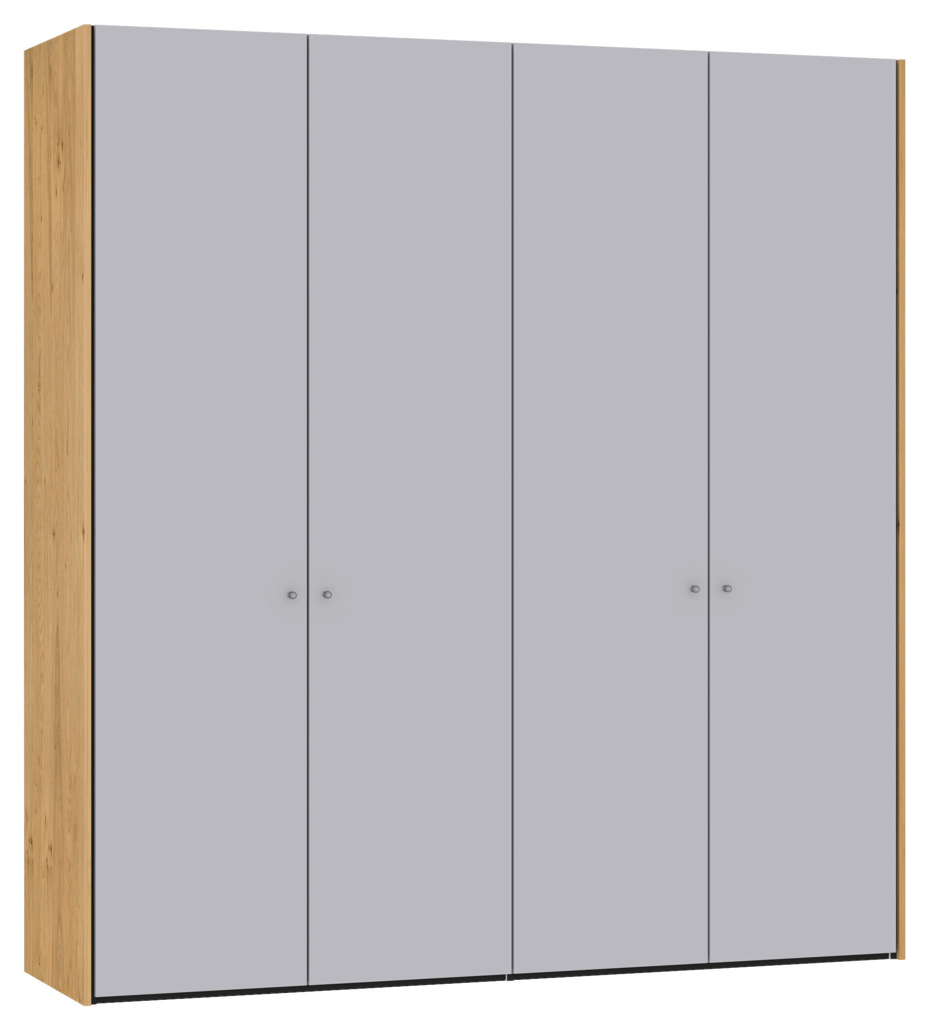 DREHTÜRENSCHRANK 205/220/59 cm 4-türig Schwarz, Eichefarben, Hellgrau  - Eichefarben/Silberfarben, Design, Glas/Holz (205/220/59cm) - Jutzler