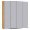 DREHTÜRENSCHRANK  in Schwarz, Eichefarben, Hellgrau  - Eichefarben/Silberfarben, Design, Glas/Holz (205/220/59cm) - Jutzler