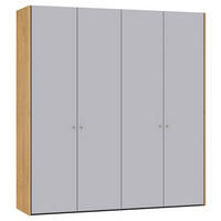 DREHTÜRENSCHRANK 205/220/59 cm 4-türig Schwarz, Eichefarben, Hellgrau  - Eichefarben/Silberfarben, Design, Glas/Holz (205/220/59cm) - Jutzler