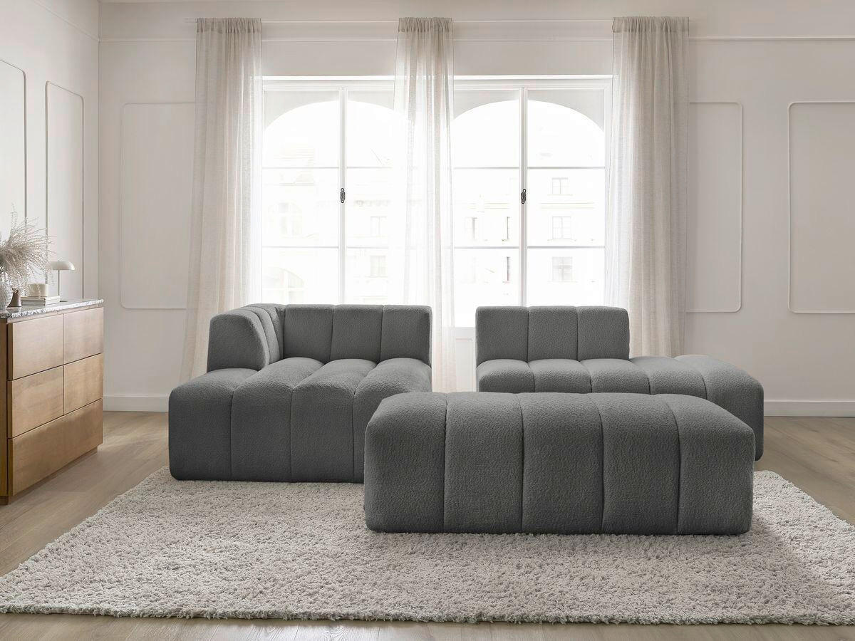 ECKSOFA  ANNECY Dunkelgrau Bouclé  - Dunkelgrau/Schwarz, MODERN, Kunststoff/Textil (170/262cm)