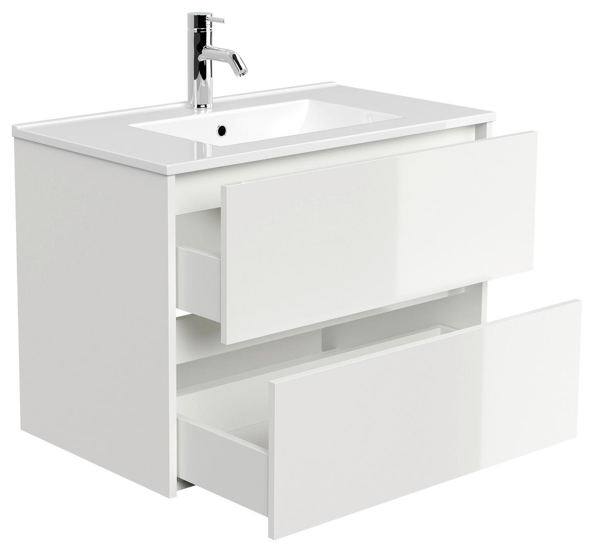 WASCHTISCHKOMBI 80 cm  - Weiß Hochglanz/Weiß, MODERN, Keramik/Holzwerkstoff (80cm) - MID.YOU