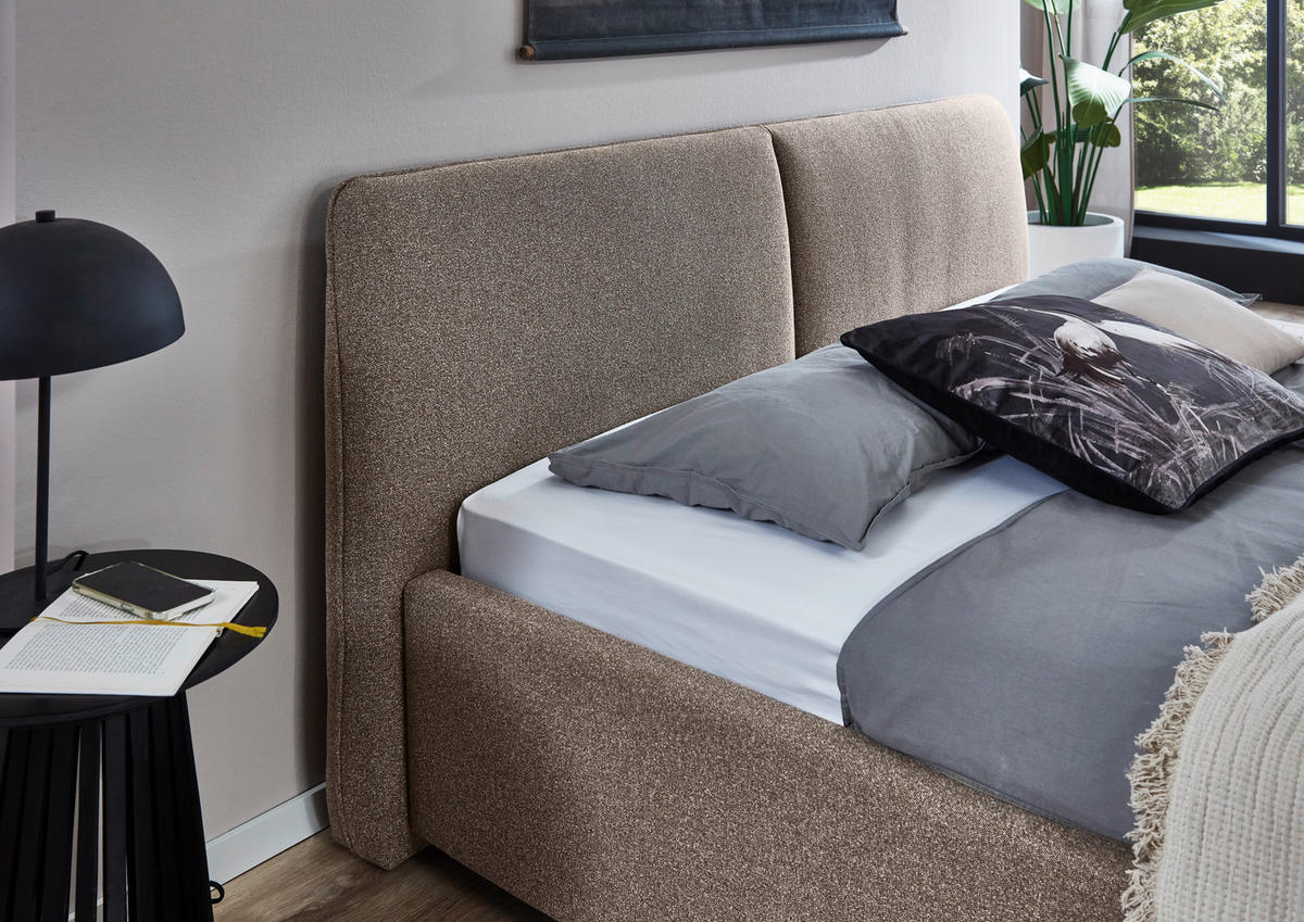 POLSTERBETT 160/200 cm,  in Braun,  - Schwarz/Braun, Design, Holz/Textil (160/200cm) - Stylife