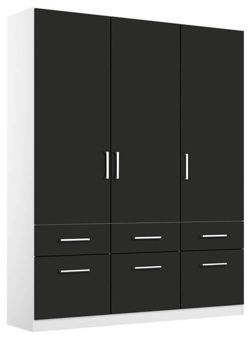 DREHTÜRENSCHRANK 136/210/54 cm 3-türig Grau, Weiß  - Chromfarben/Weiß, MODERN, Holzwerkstoff/Kunststoff (136/210/54cm) - Rauch Möbel