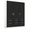 DREHTÜRENSCHRANK 136/197/54 cm 3-türig Grau, Weiß  - Chromfarben/Weiß, MODERN, Holzwerkstoff/Kunststoff (136/197/54cm) - Rauch Möbel
