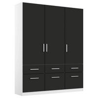 DREHTÜRENSCHRANK 136/210/54 cm 3-türig Weiß, Grau  - Chromfarben/Weiß, MODERN, Holzwerkstoff/Kunststoff (136/210/54cm) - Rauch Möbel