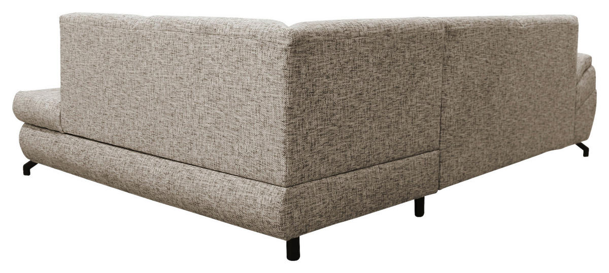 ECKSOFA Hellbraun Struktur, Plüsch  - Hellbraun/Schwarz, Design, Textil/Metall (274/201cm) - MID.YOU