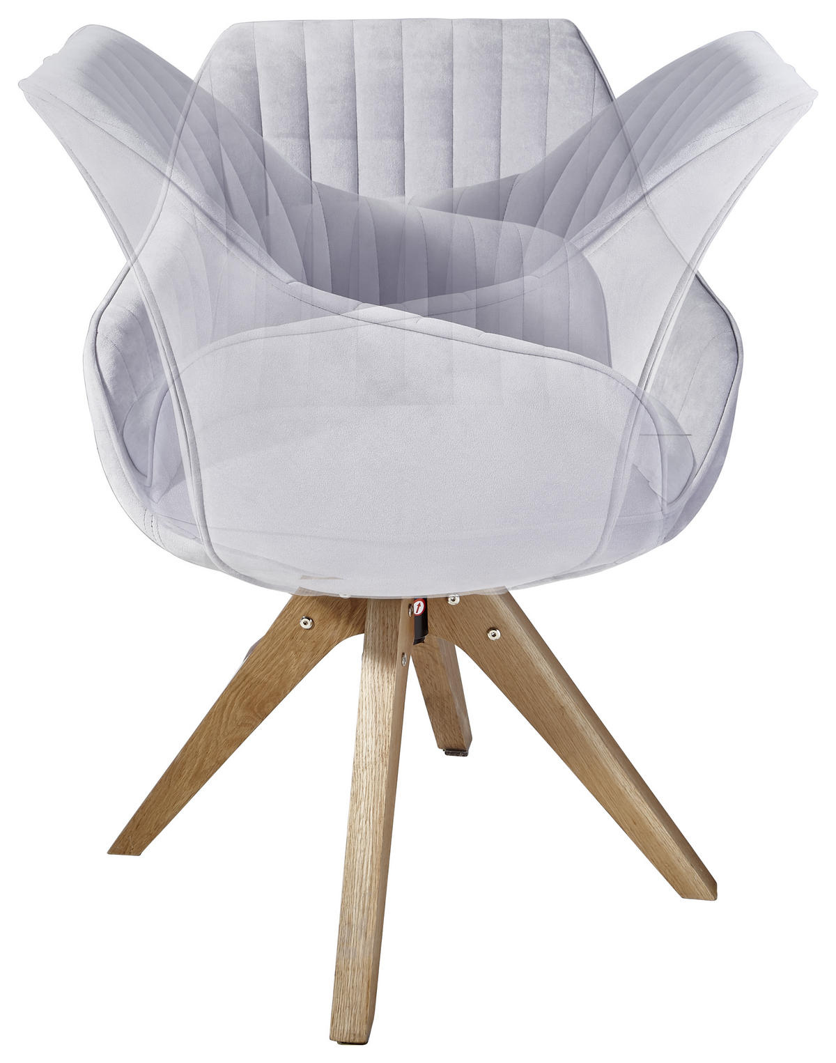 STOLIČKA S PODRÚČKAMI, velúr, svetlosivá - prírodná farba/svetlosivá, Design, drevo/textil (60/83/65cm) - Hom`in