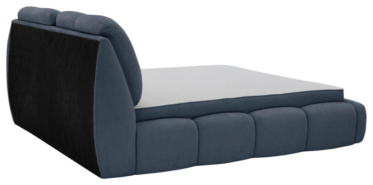 POLSTERBETT 180/200 cm,  in Blau, gepolstertes Kopfteil, Lattenrost, Bettkasten,  - Blau/Schwarz, Design, Holz/Kunststoff (180/200cm) - Chameo
