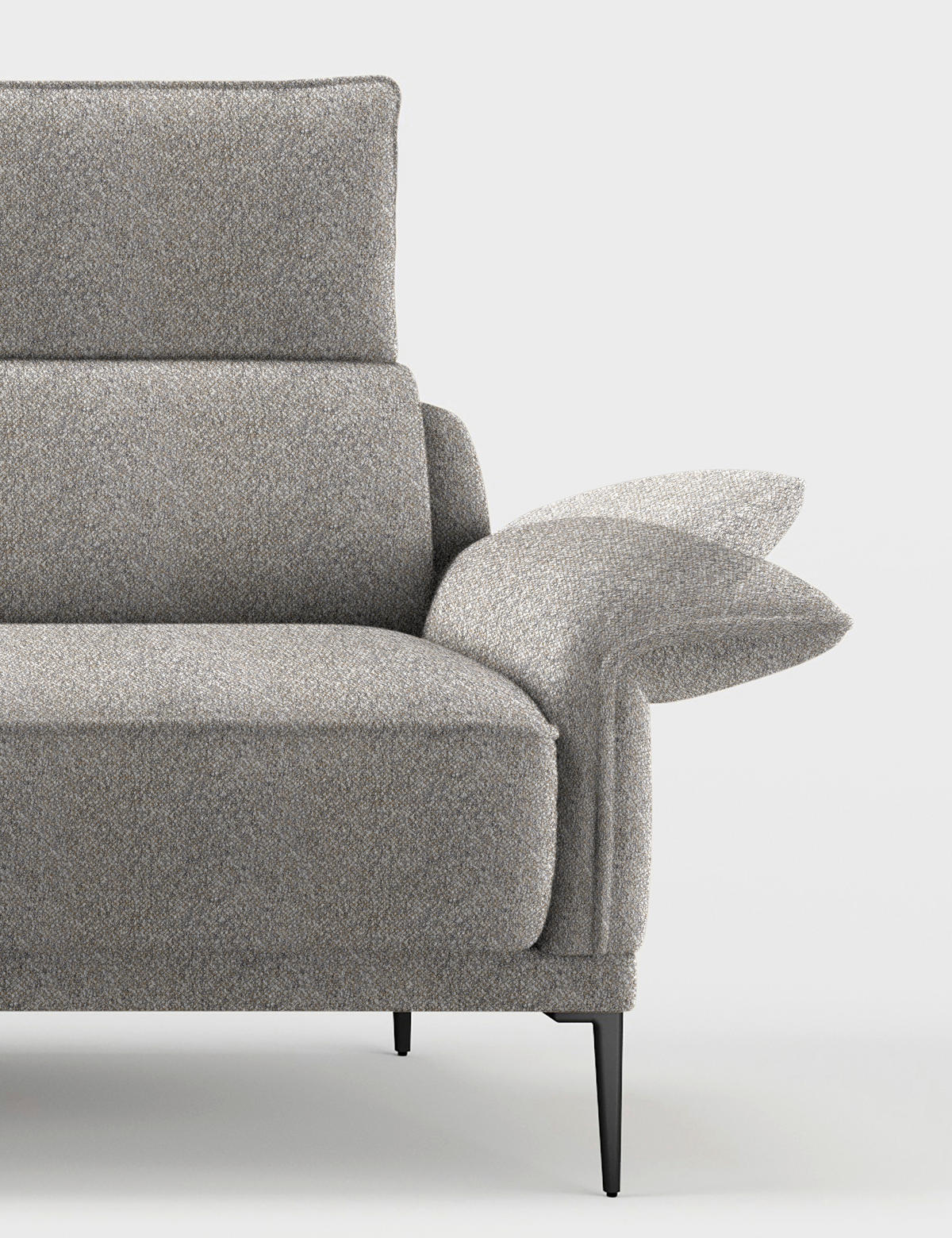 ECKSOFA in Bouclé Hellgrau  - Hellgrau/Schwarz, Modern, Textil/Metall (186/330cm) - Johann Jakob