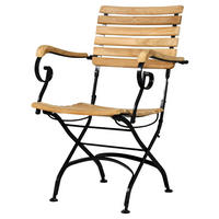 GARTENKLAPPSESSEL Teakholz Stahl Schwarz, Teakfarben  - Schwarz/Teakfarben, Basics, Holz/Metall (66/90/65cm) - Zebra 