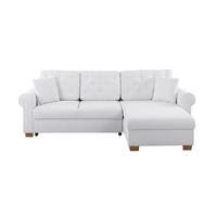 ECKSOFA in Creme  - Buchefarben/Creme, Design, Holz/Textil (266/161cm) - MID.YOU