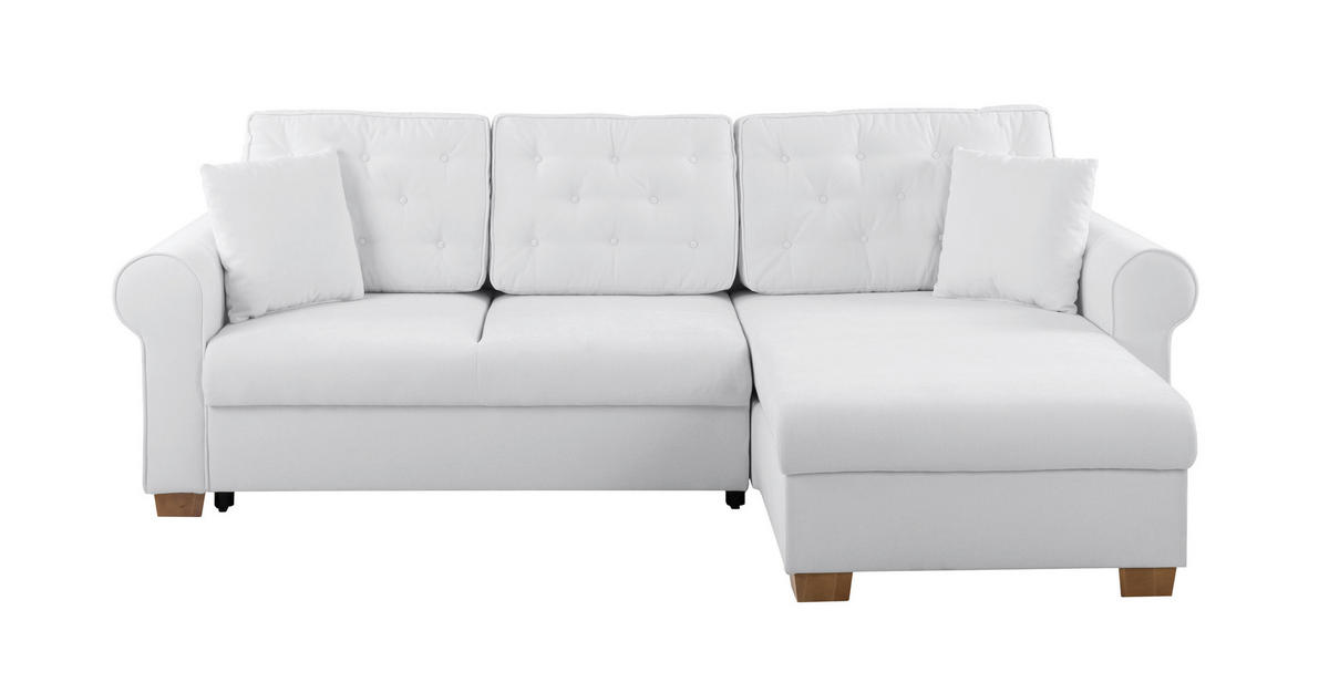 ECKSOFA in Creme  - Buchefarben/Creme, Design, Holz/Textil (266/161cm) - MID.YOU