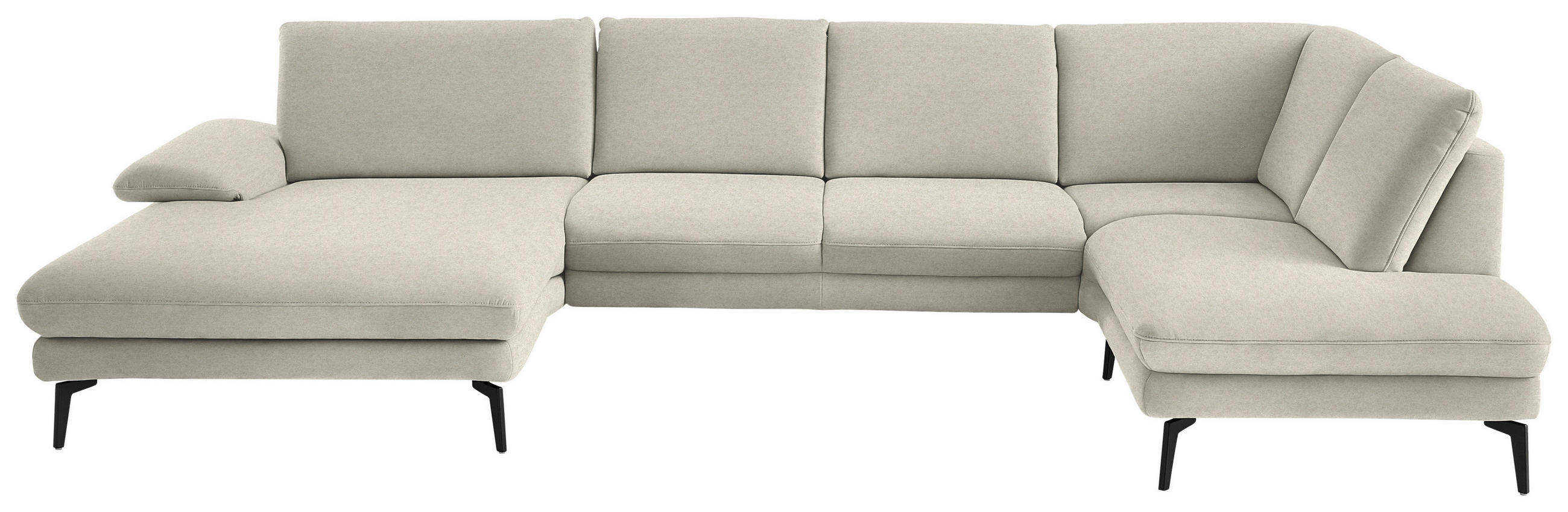 WOHNLANDSCHAFT  in Chenille, Flachgewebe Naturfarben  - Schwarz/Naturfarben, Design, Textil/Metall (180/344/208cm) - Dieter Knoll