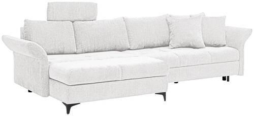 ECKSOFA in Chenille Creme  - Creme/Schwarz, Konventionell, Textil/Metall (291/153cm) - Hom`in