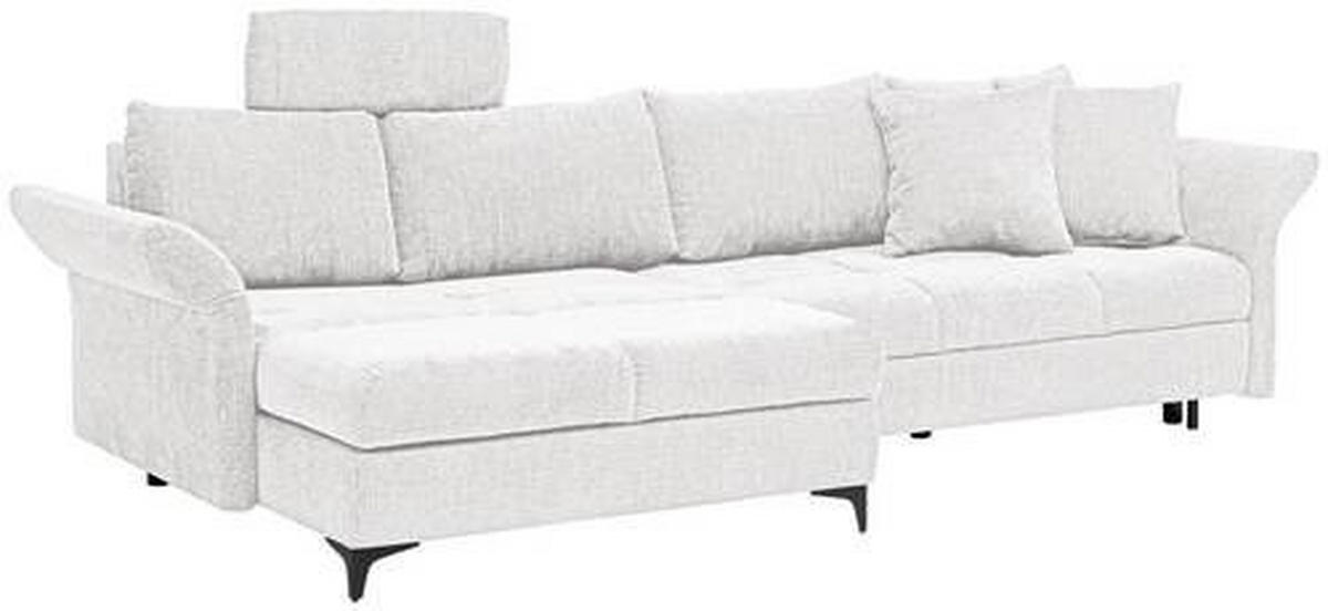 ECKSOFA in Chenille Creme  - Creme/Schwarz, KONVENTIONELL, Textil/Metall (291/153cm) - Hom`in