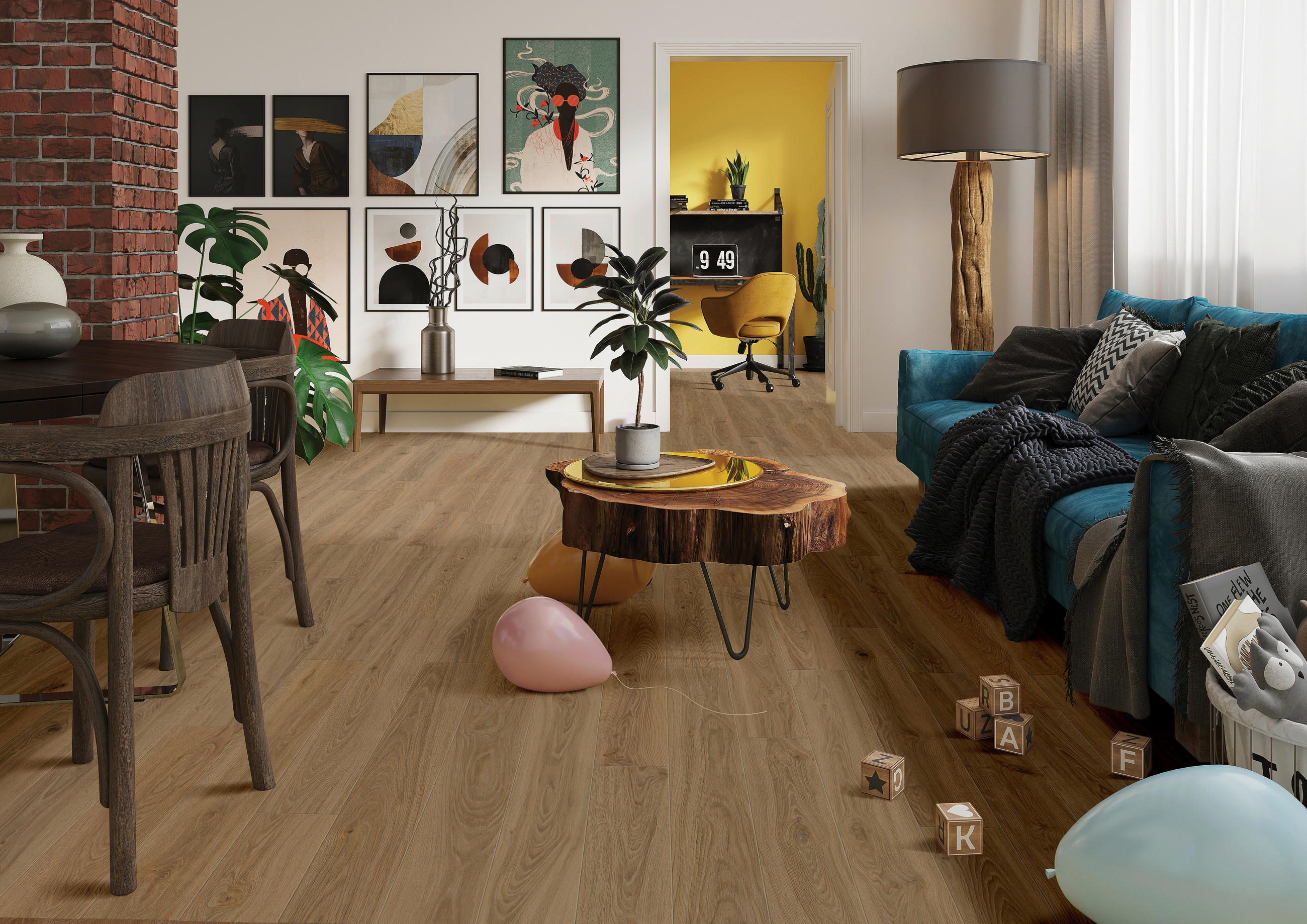VINYLBODEN Barlinek SPC Balaton Oak  per  m² - Eichefarben, Design, Kunststoff (19,8/0,55/123,4cm) - Barlinek