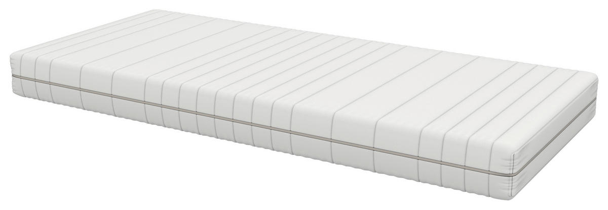 KALTSCHAUMMATRATZE 180/200 cm, Höhe ca.: 18 cm, H3 = fest, 7-Zonen - Weiß, Basics, Textil (180/200cm) - Chameo
