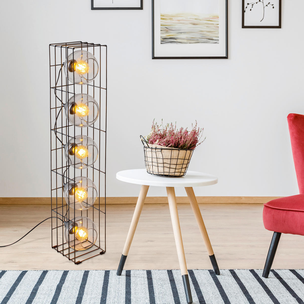 STEHLEUCHTE Industrial 15/130 cm  - Schwarz, Trend, Glas/Metall (15/130cm) - Näve