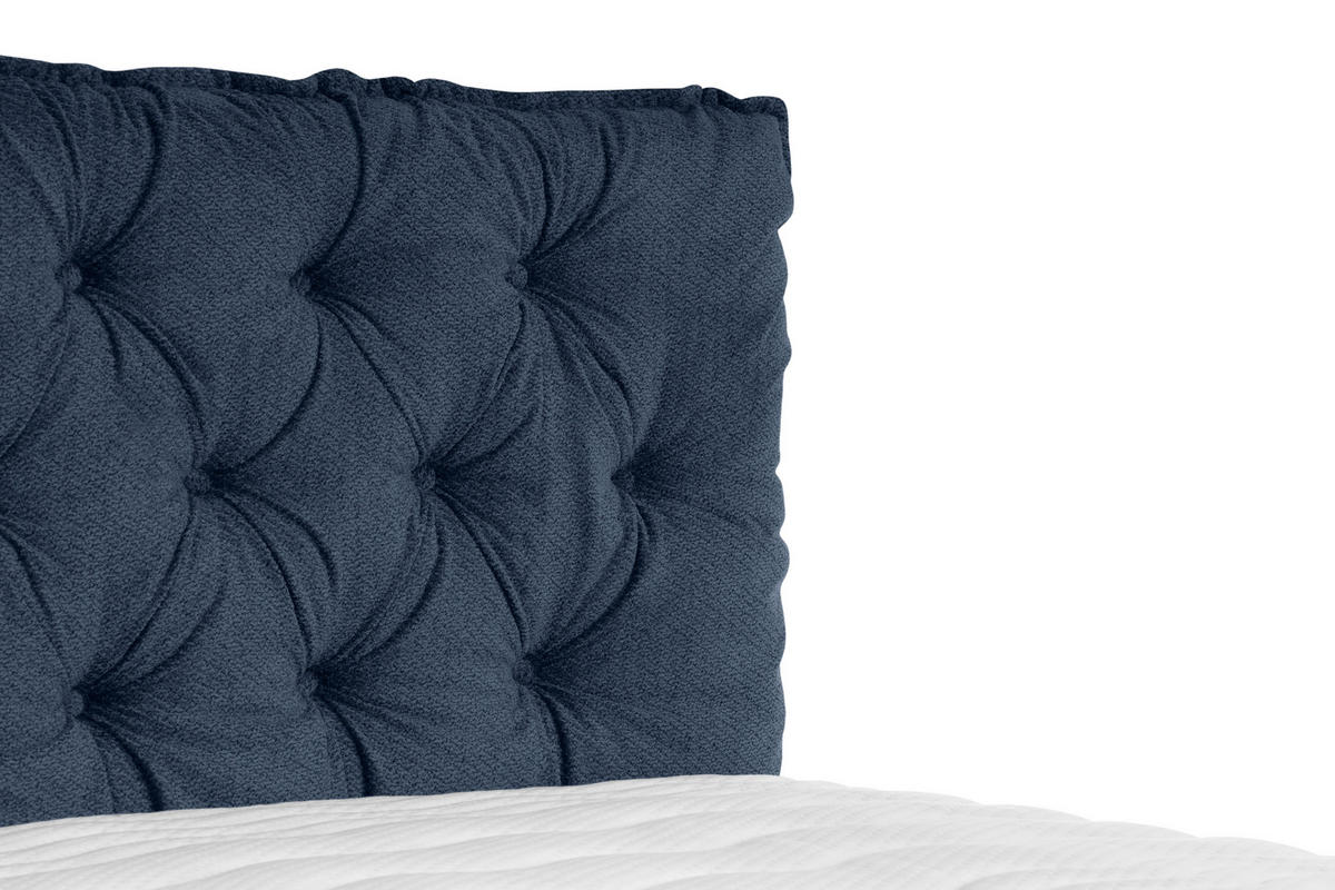 BOXSPRINGBETT 180/200 cm,  in Blau, Matratze, Lattenrost, Topper, H3 + H5 = fest + hart  - Blau/Alufarben, Basics, Textil/Metall (180/200cm) - Welnova